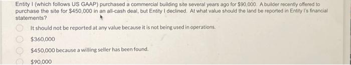 please help!! Entity I (which follows US GAAP) purchased a commercial building