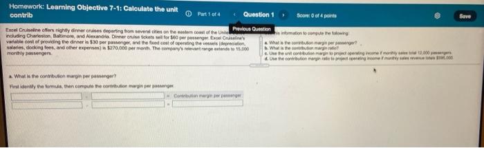  Save Homework: Learning Objective 7-1: Calculate the unit Part 1 of