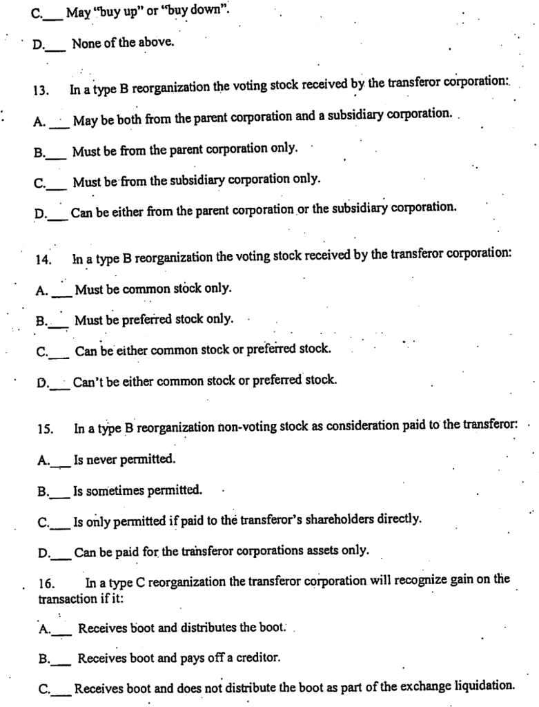 of Corporations and Shareholders, 7th Edition Course: Taxation of Reorganizations & Liquidations