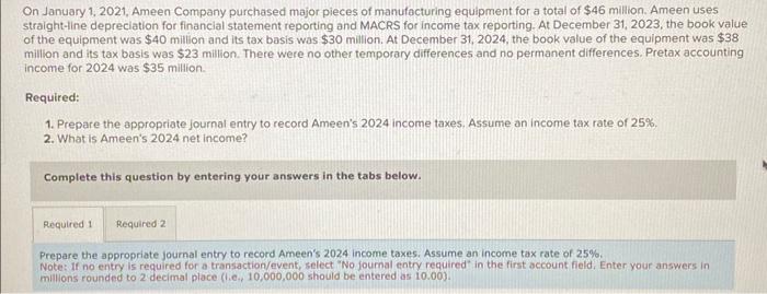  could use help with this problem. Thanks. On January 1, 2021,