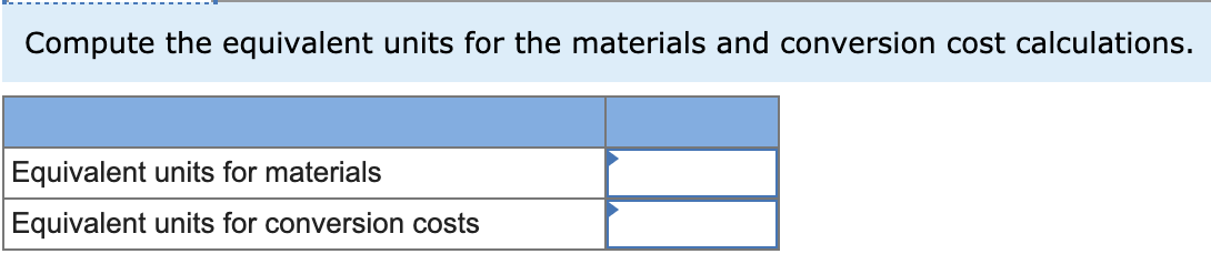 ---------------------------------------- Required: a. Compute the equivalent units for the materials and conversion