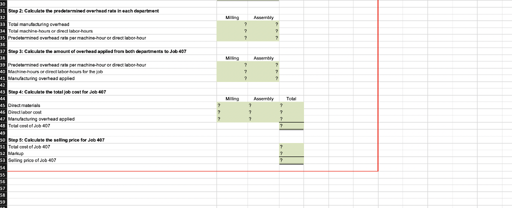 4 Markup on job cost 75% 5 6 Department 7 Milling Assembly