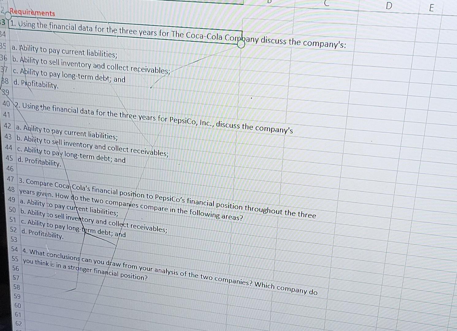 years for The Coca-Cola Company discuss the company's: A B D E