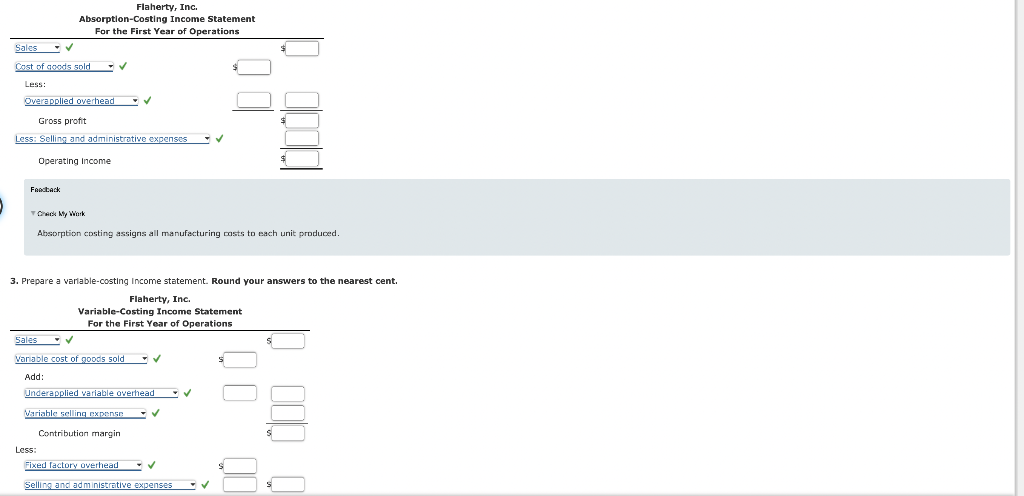 ASAP Absorption and Variable Costing with Over- and Underapplied Overhead Flaherty, Inc.,
