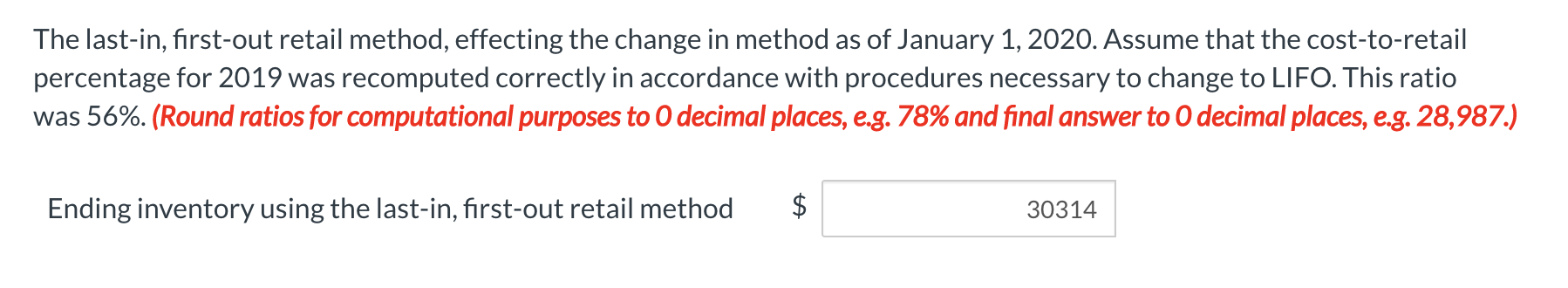 ending December 31, 2020. Amounts as shown below appear on the store's