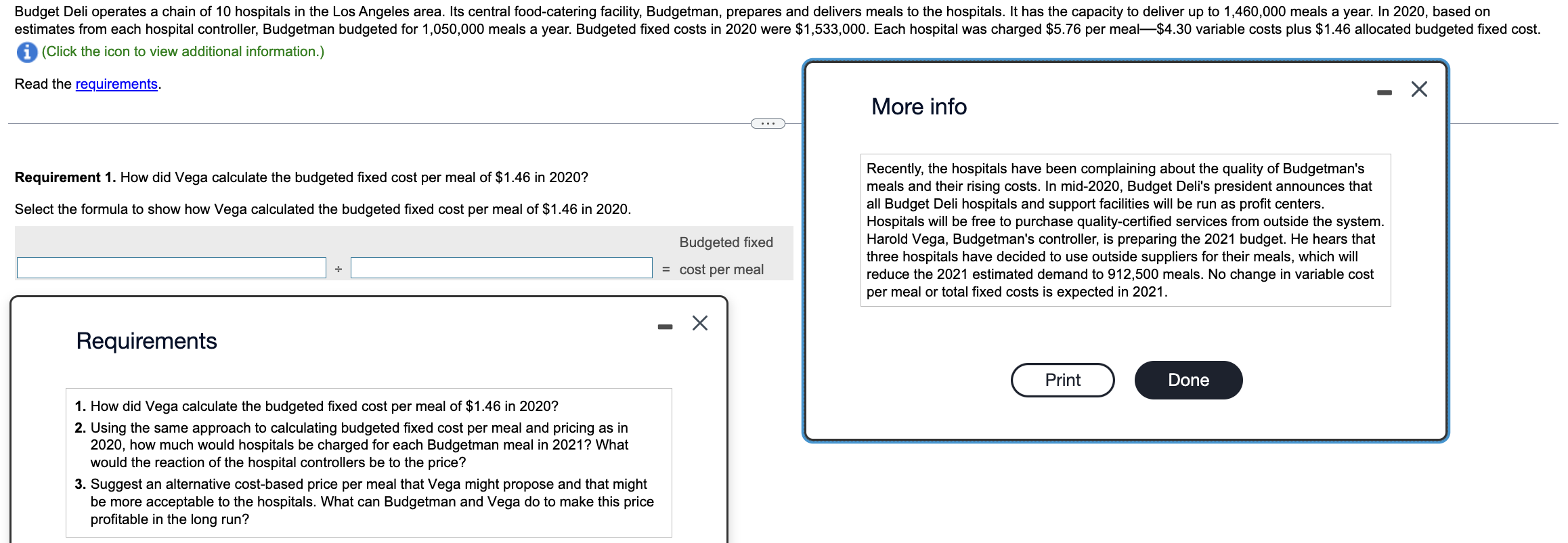 Please show how you reached the answer to each requirement. More info
