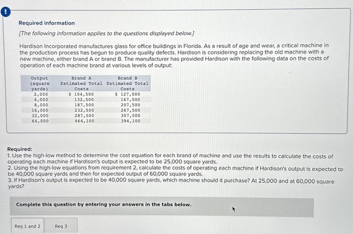 plesse help me! Required: 1. Use the high-low method to determine the