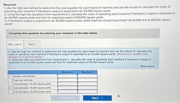 cost equation for each brand of machine and use the results to
