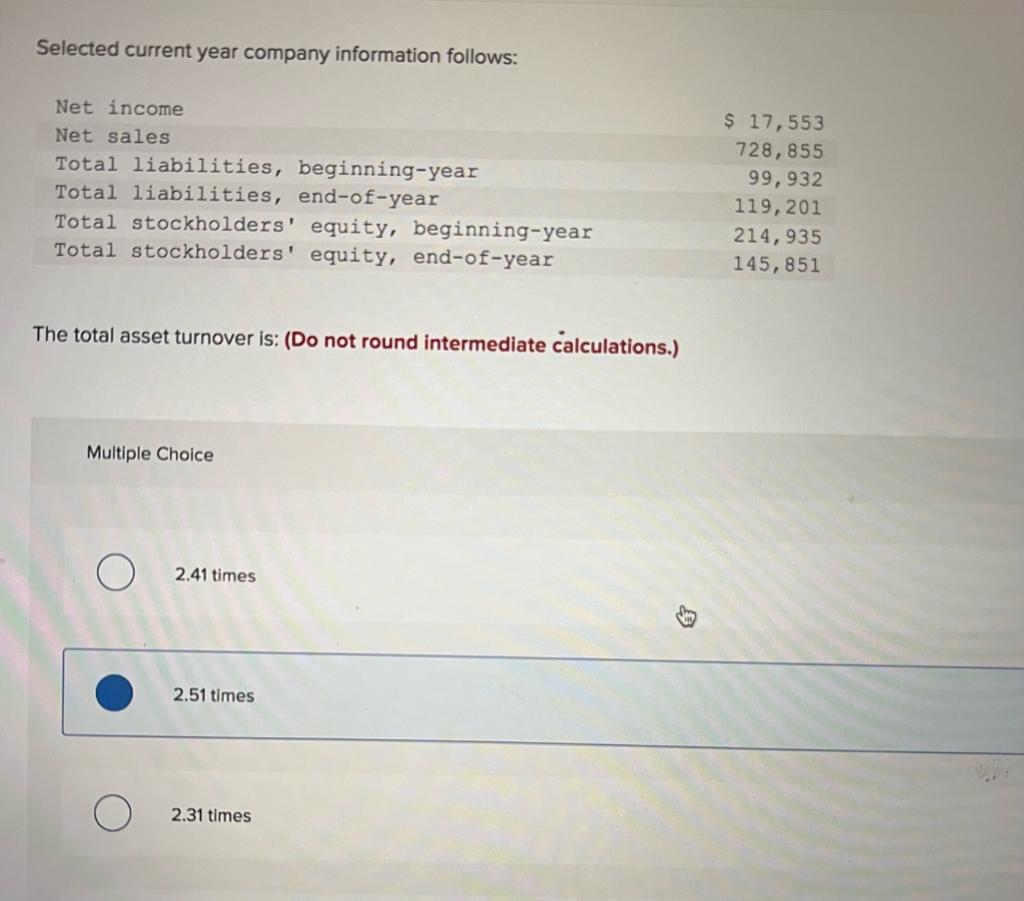Need help on this question Selected current year company information follows: Net