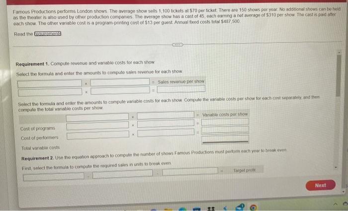 and failed this is my second attempt. Requirements 1. Compute revenue and
