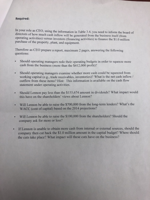 have to be raised from investors (e.g., long-term lenders and shareholders). In