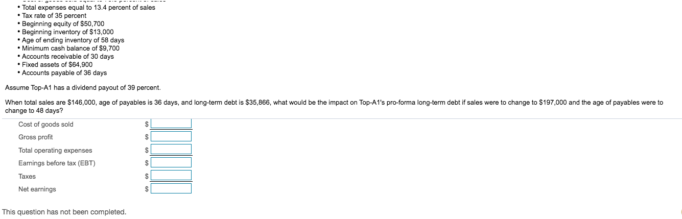 thank u Please use the following projections for Top-A1 Inc.: Total sales