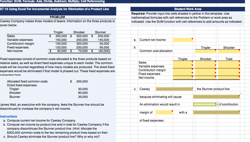 please reference the values in the cell Function: SUM; Formula: Add, Divide,