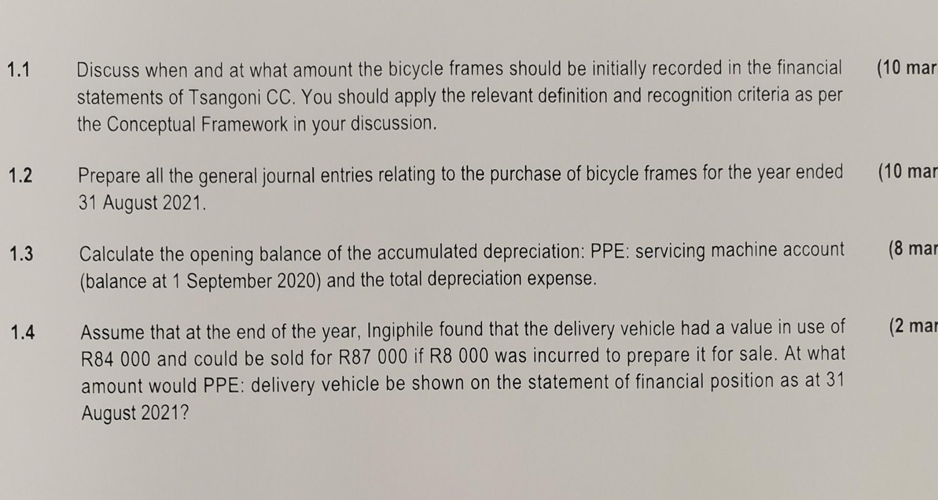 1.1 Discuss when and at what amount the bicycle frames should