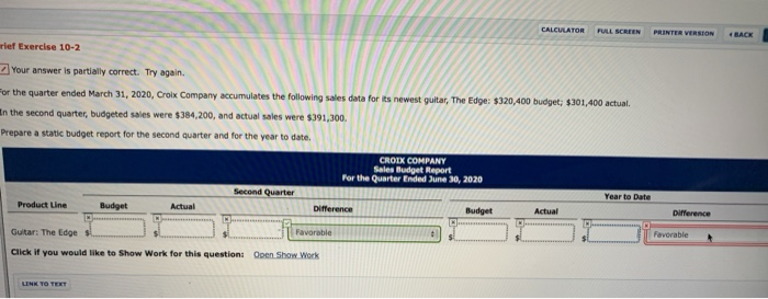  CALCULATOR FULL SCREEN PRINTER VERSION BACK rief Exercise 10-2 Your answer