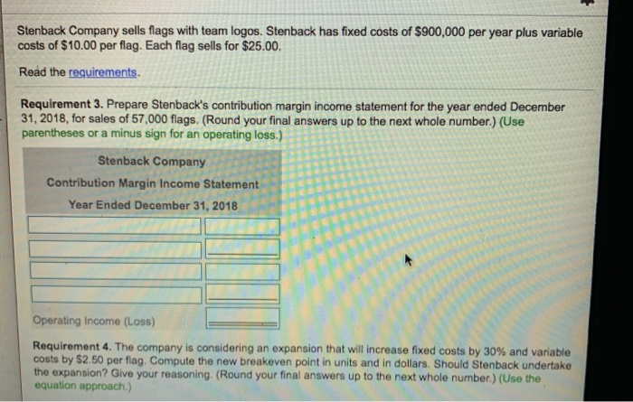 flag sells for $25.00. Read the requirements. Requirement 1. Use the equation