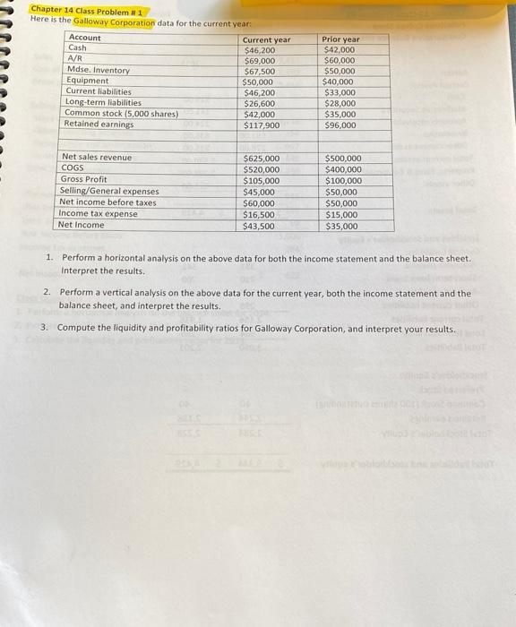 Help me solve this please. Chapter 14 Class Problem #1 Here is