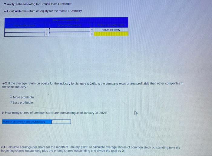 On January 1, 2021, the general ledger of Grand Finale Freworks includes