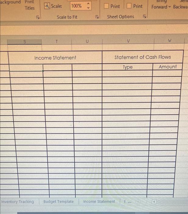 Can you help me with the income statement and statement of cash