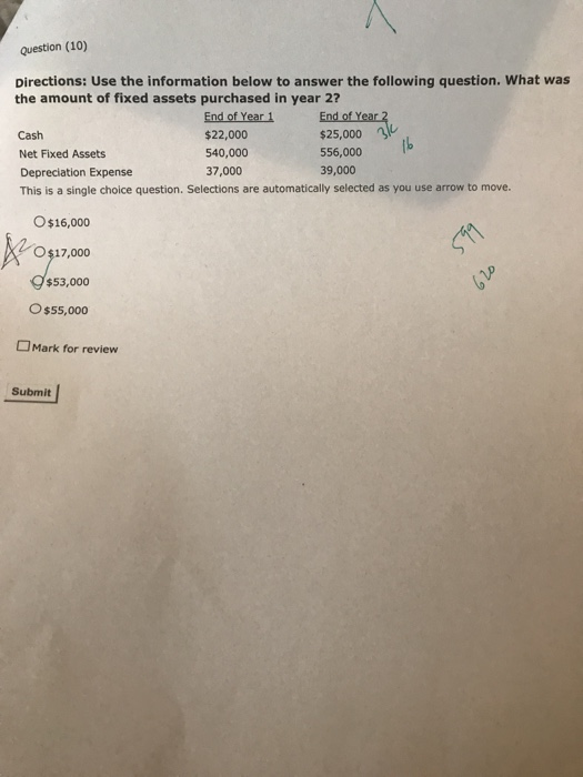  question (10) Directions: Use the information below to answer the following