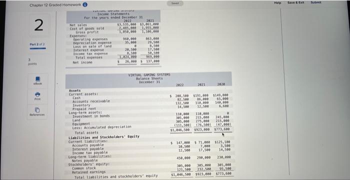  1 2. Prepare a horizontai analysis for Year 2 using Year