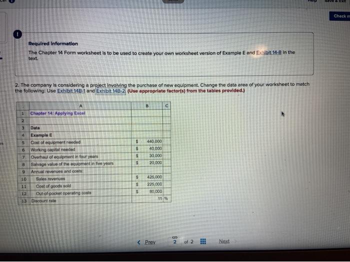  Check Required Information The Chapter 14 Form worksheet is to be