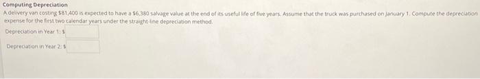  Computing Depreciation A defivery van costing 581,400 is expected to have