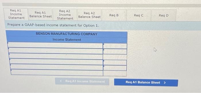 income statement for Option 2. Identify the option that results in financial