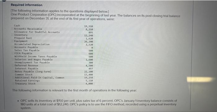 Please help thank you! help thank u Required information The following information