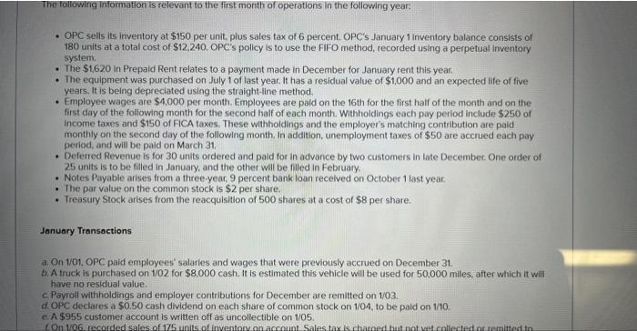 applies to the questions displayed below.] One Product Corporation (OPC) Incorporated at