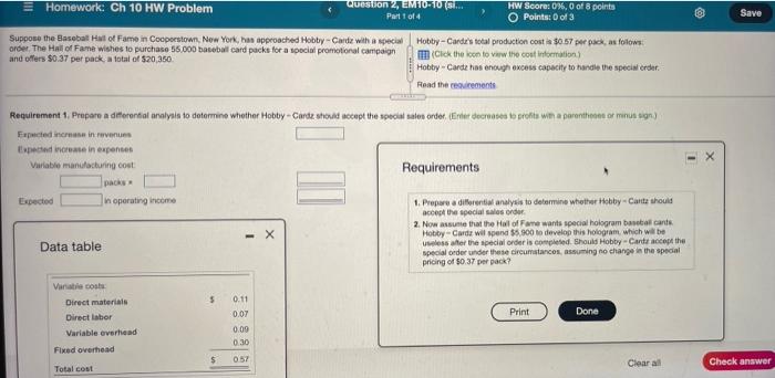  Homework: Ch 10 HW Problem Question Z, EMFO-10... Part 1 of