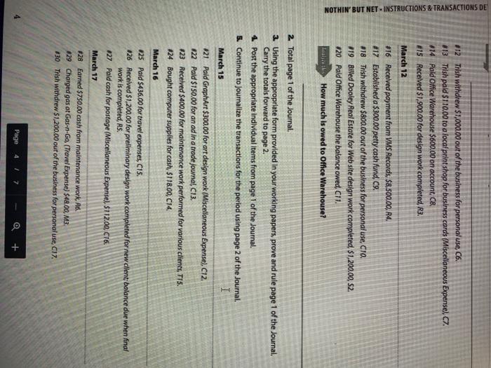 Eut Netore as follows: - You hejped Trish set up the chart