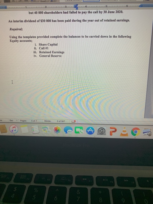 final task is to prepare closing balances for equity accounts and a