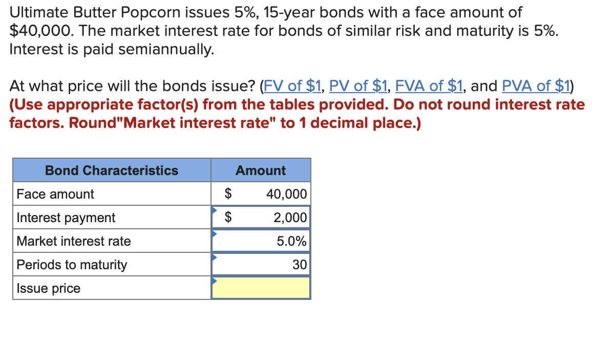  Ultimate Butter Popcorn issues 5%, 15-year bonds with a face amount