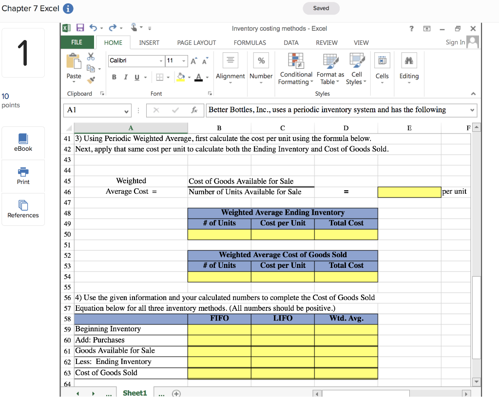 of the Ending Inventory and Cost of Goods Sold totals for three