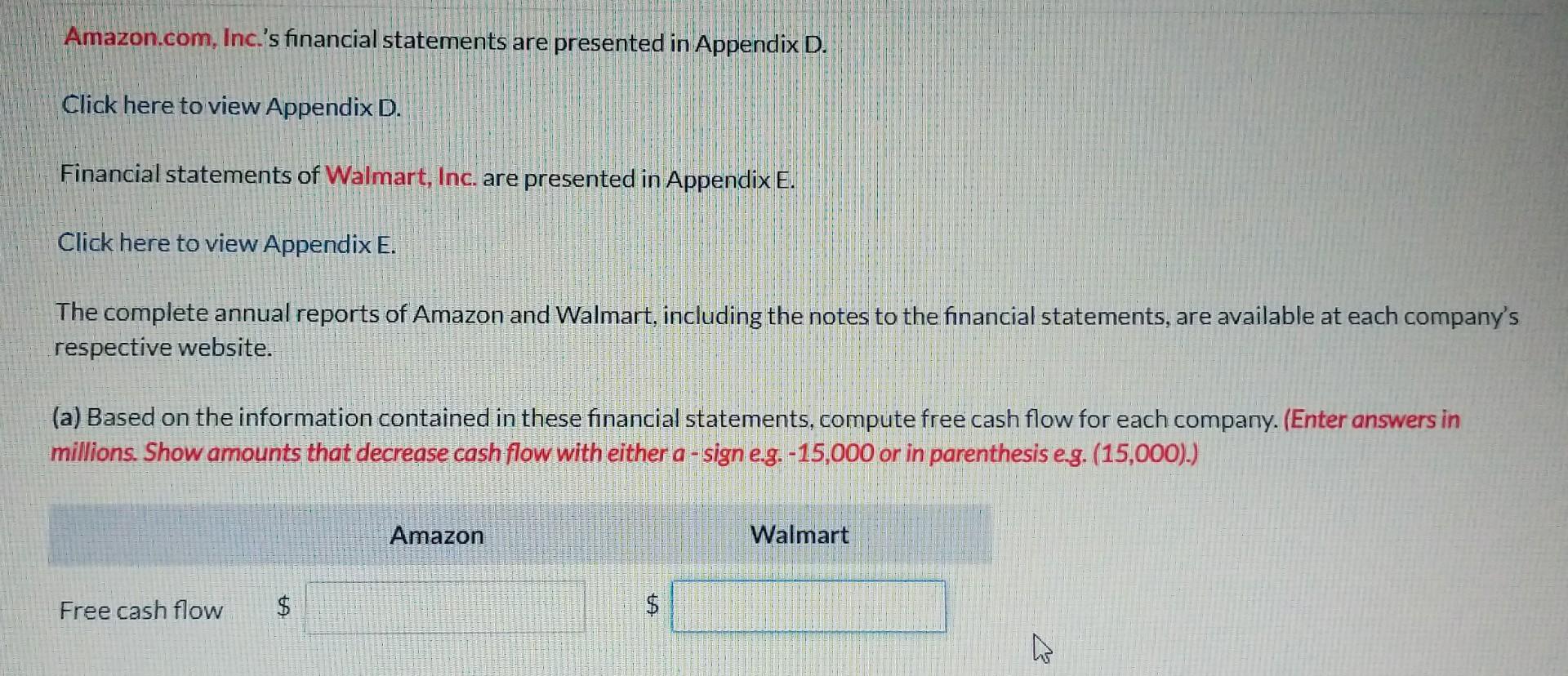  Amazon.com, Inc.'s financial statements are presented in Appendix D. Click here