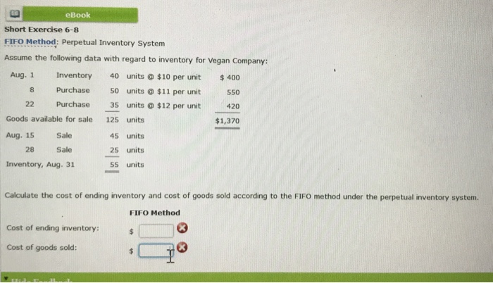  How do you solve this? eBook Short Exercise 6-8 FIFO Method: