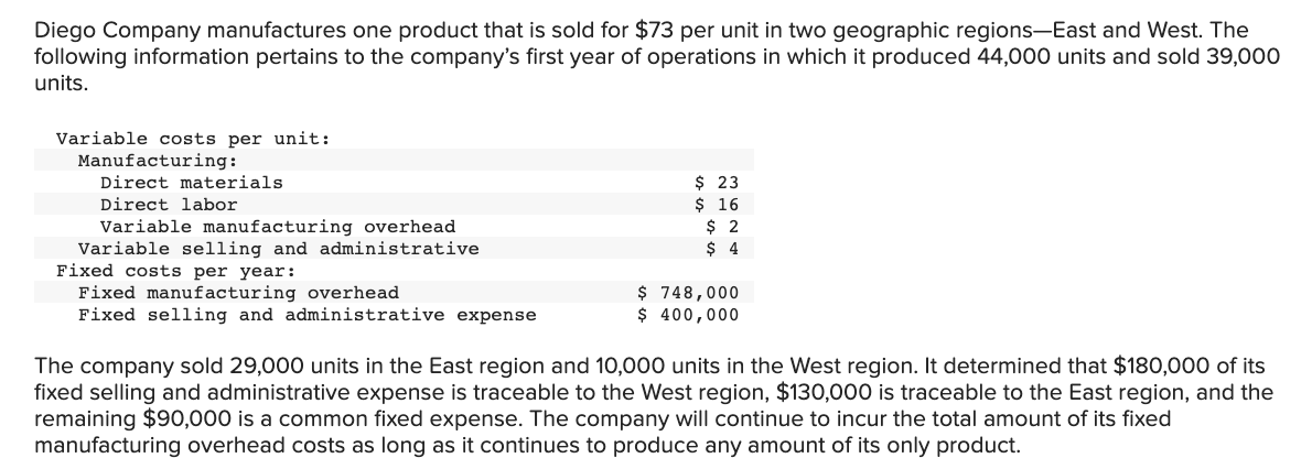  10. What would have been the company's variable costing net operating