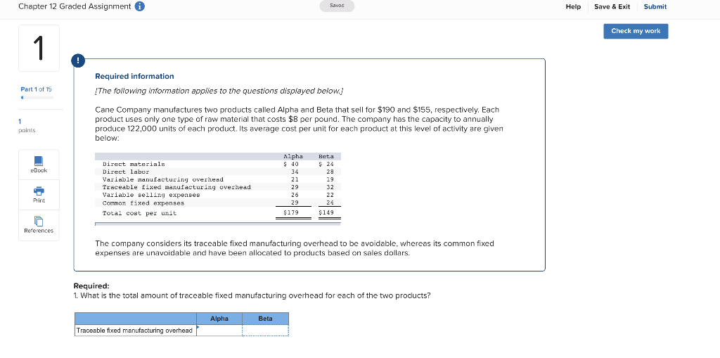  Chapter 12 Graded Assignment Savar Help Save & Exit Submit Check