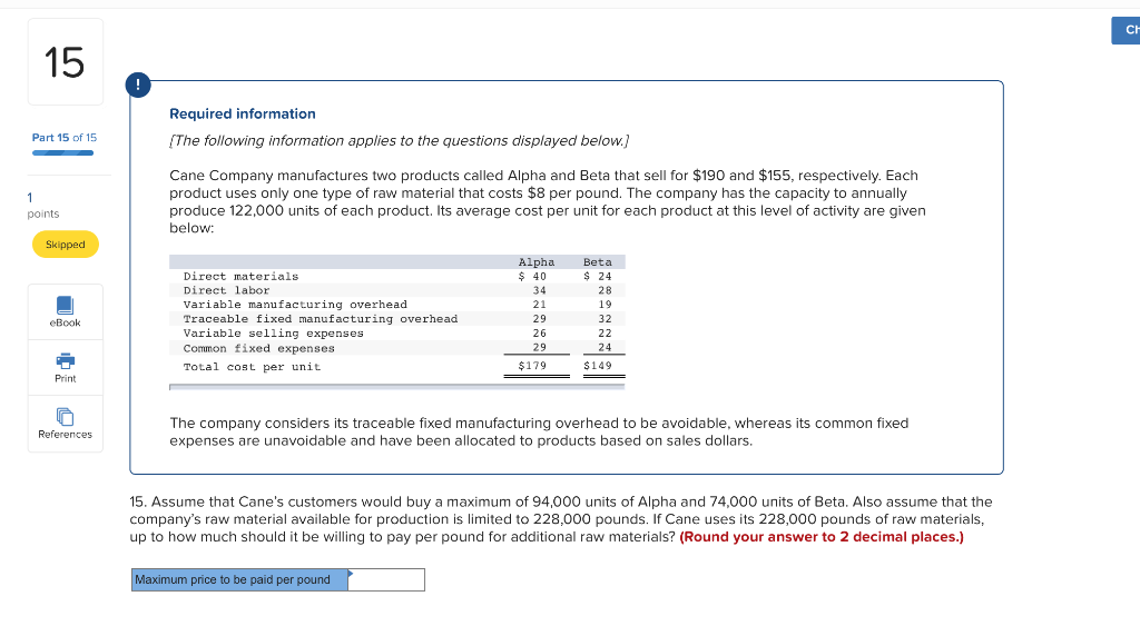to products based on sales dollars. Required: 1. What is the total
