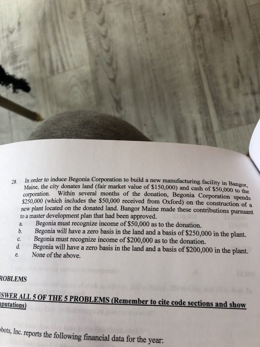 individunts): A Cash B Inventory $70,000 FMV $20.000 Basis $20,000 Mortgage $10,000
