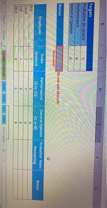  B D E F G Targets Probation (in years) Performance General