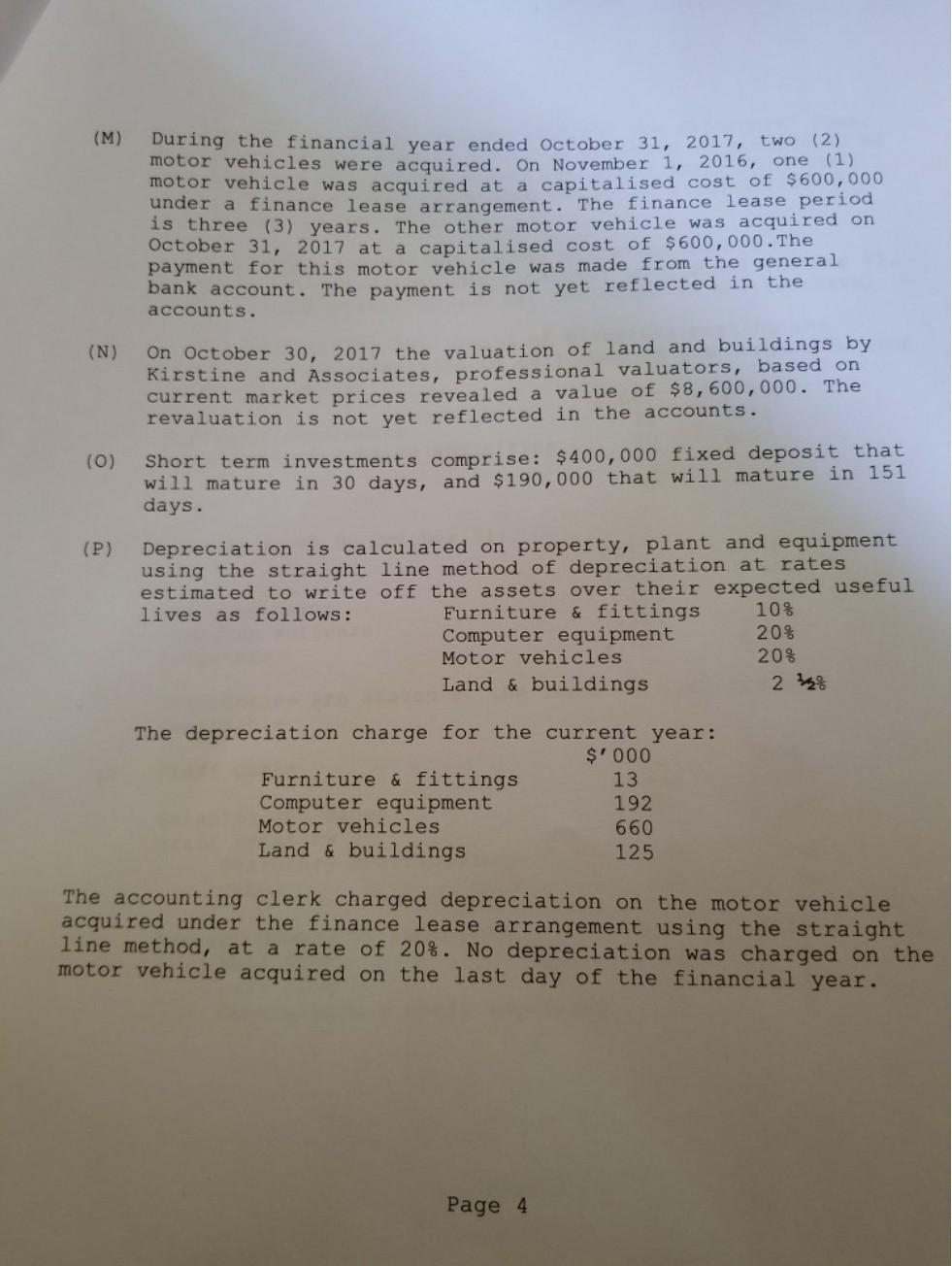 statement cash flow) for the for both years (D) The income tax