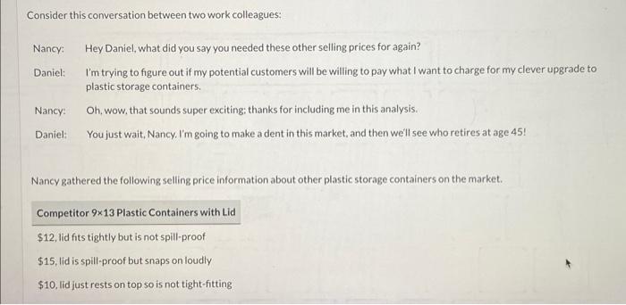  Thumbs Up for correct answer Consider this conversation between two work