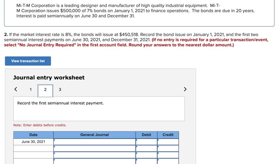 payment on December 31, 2021. (If no entry is required for a