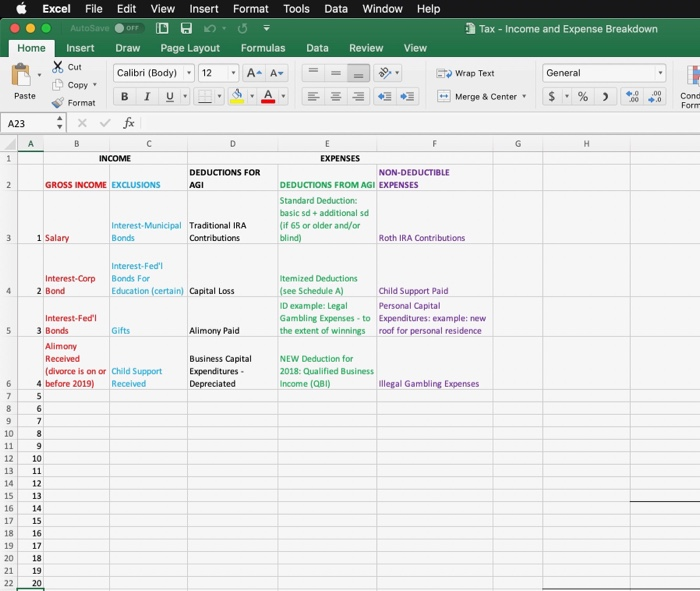  Excel File Edit View Insert Format Tools Data Window Help Tax-Income