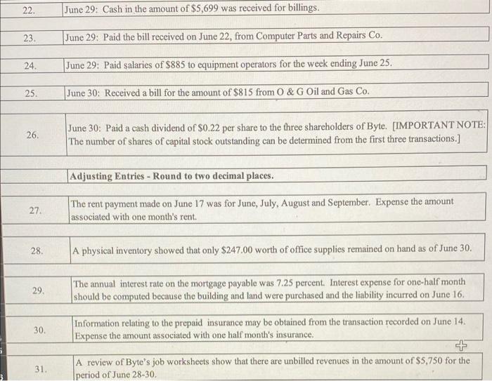 in the first 5 pictures and inputting the answers in a table