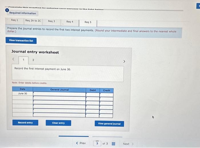 2(a) For each semiannual period, complete the table below to calculate the