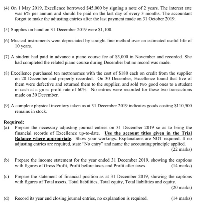 170 marks) Excellence Music Company Limited ("Excellence") provides different musical courses to