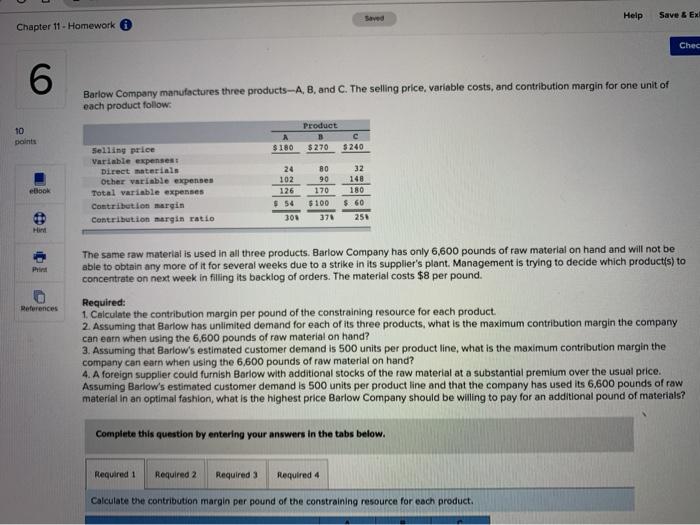 Saved Help Save & EX Chapter 11 - Homework Chec 6